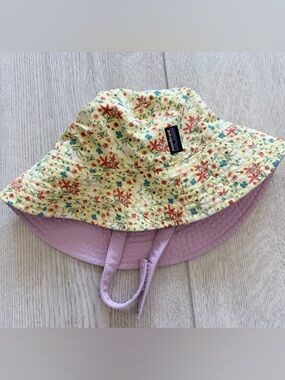 Patagonia Baby Sun Hat 18-24M Reversible Floral Pink Bucket Hat